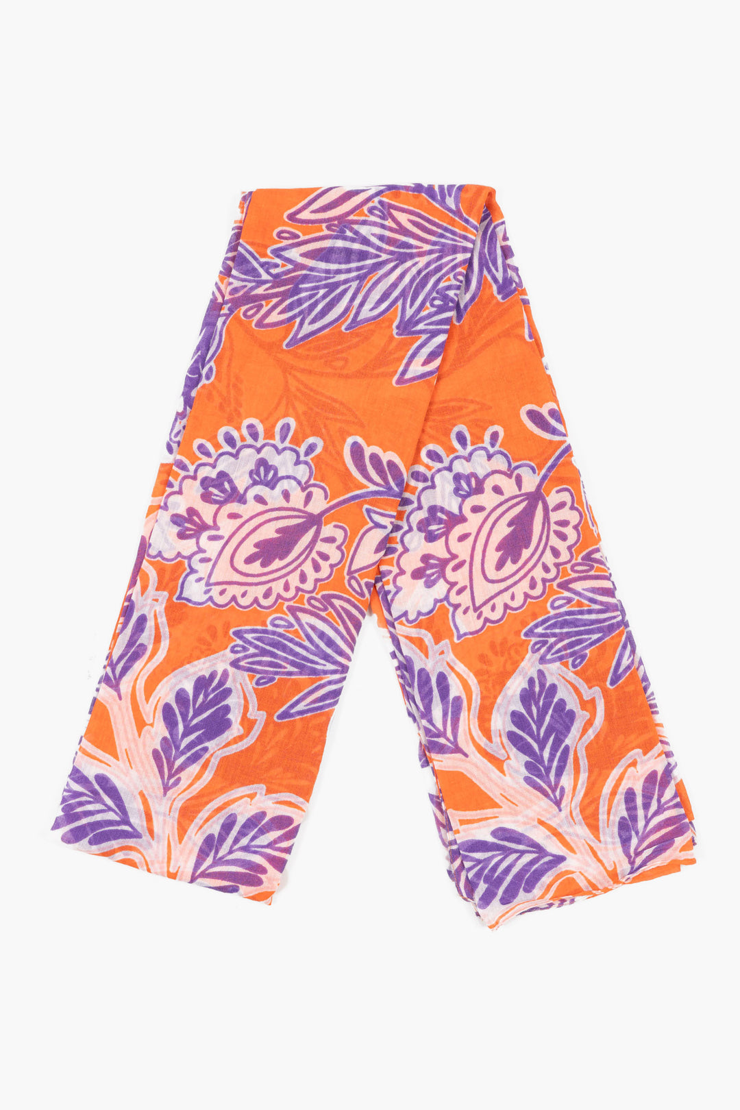 farrah-lightweight-cotton-scarf-orange-purple-floral-print-folded-bold-pattern