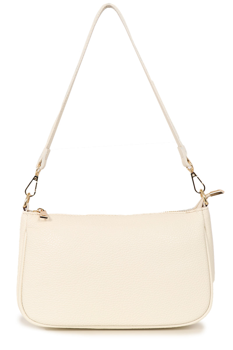 Cream Genuine Italian Leather Baguette Bag MSH Wholesale