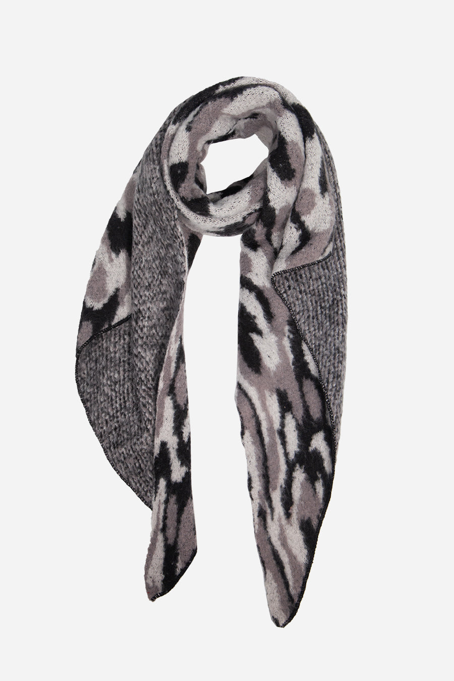 Grey Camouflage Print Blanket Scarf