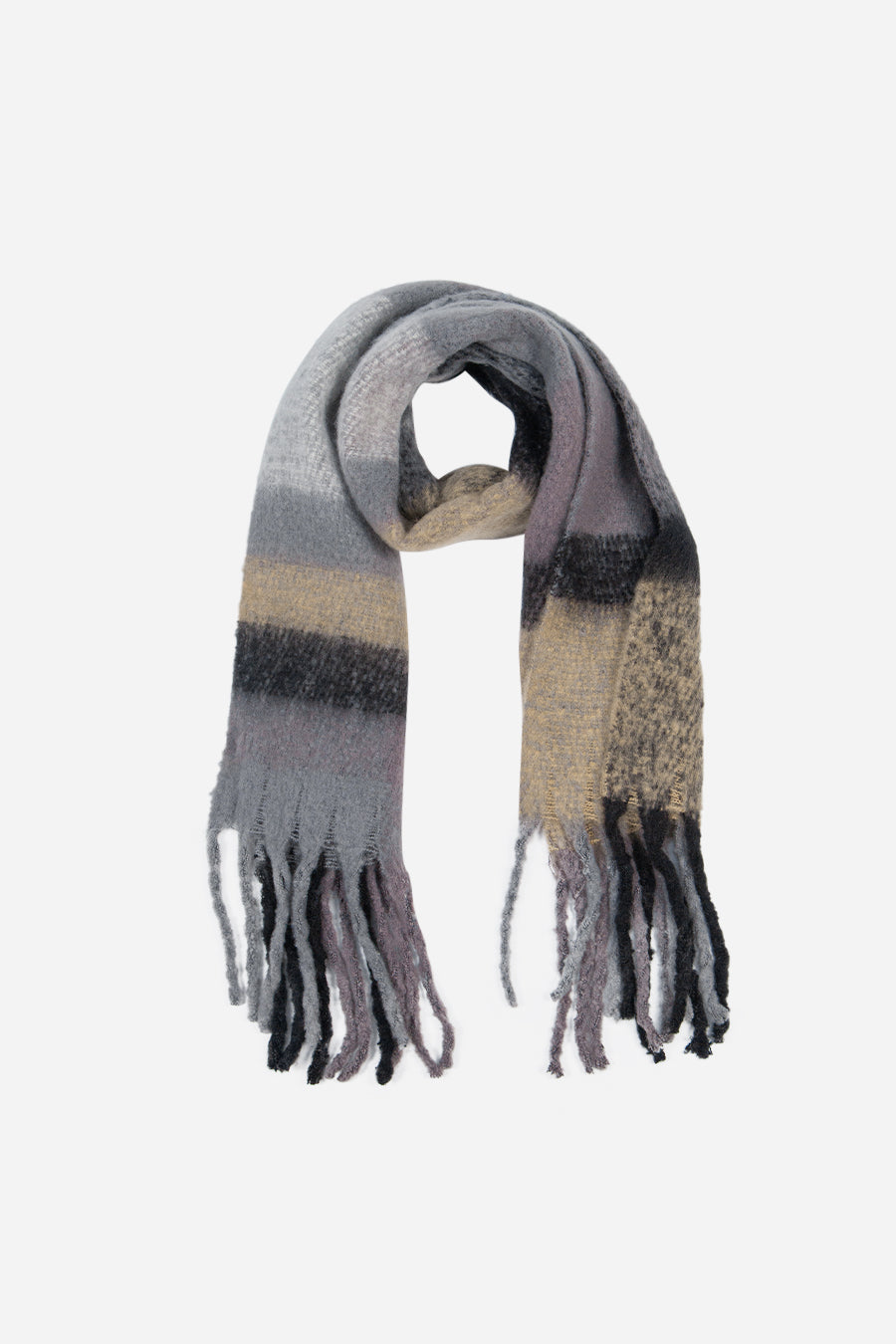 Neutral Large Check Print Blanket Scarf