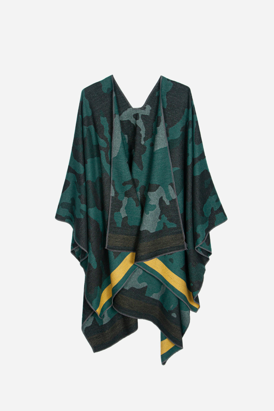 Dark Green Camouflage Print Cape