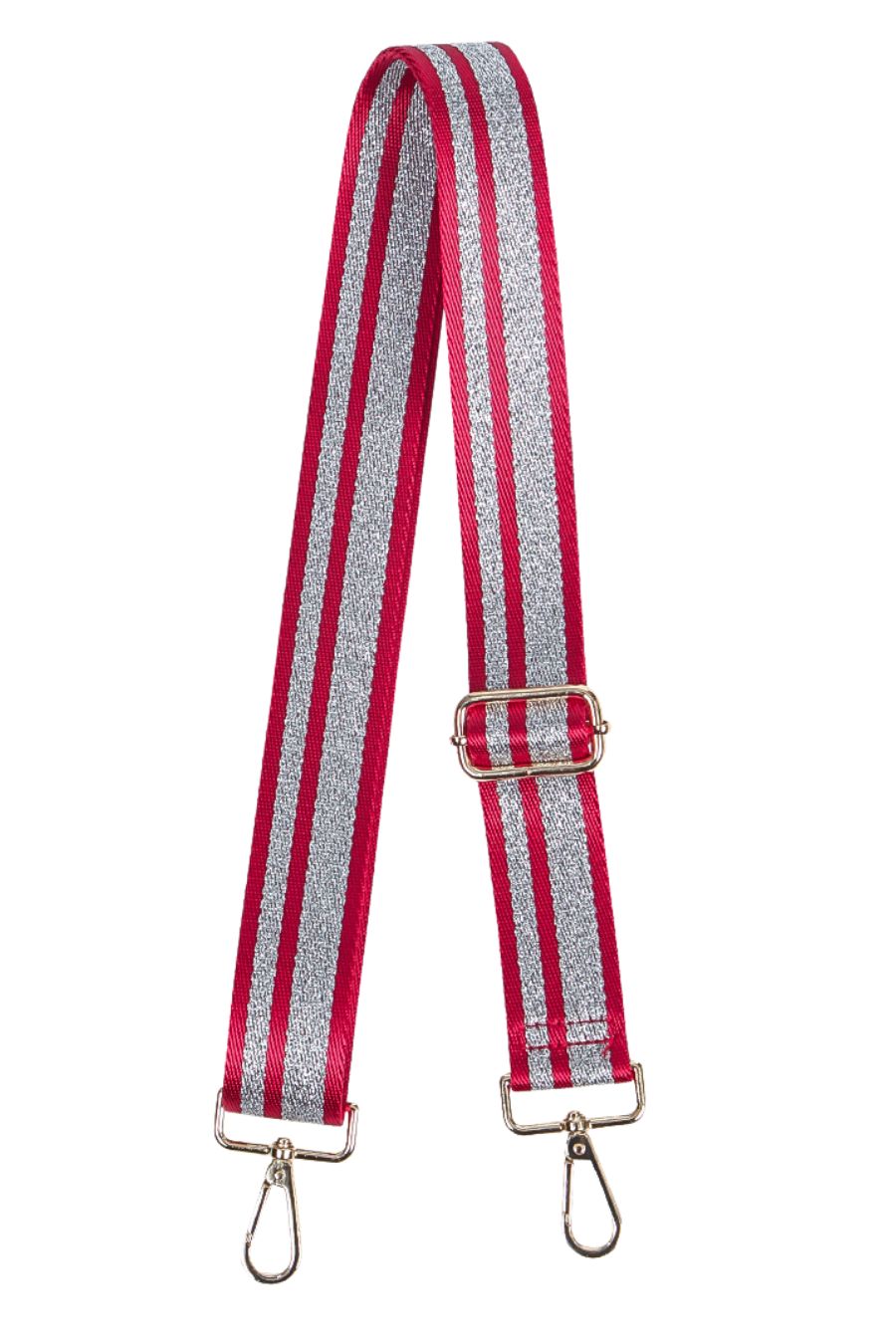 Red Silver Double Glitter Stripe Bag Strap