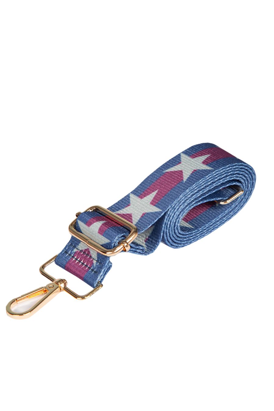 Blue Fuchsia Double Stripe and Large Star Print Bag Strap