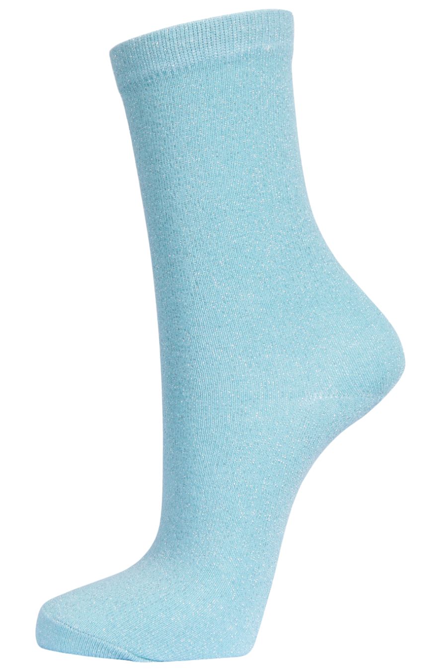 Womens Glitter Socks Silver Sparkly Ankle Socks Blue