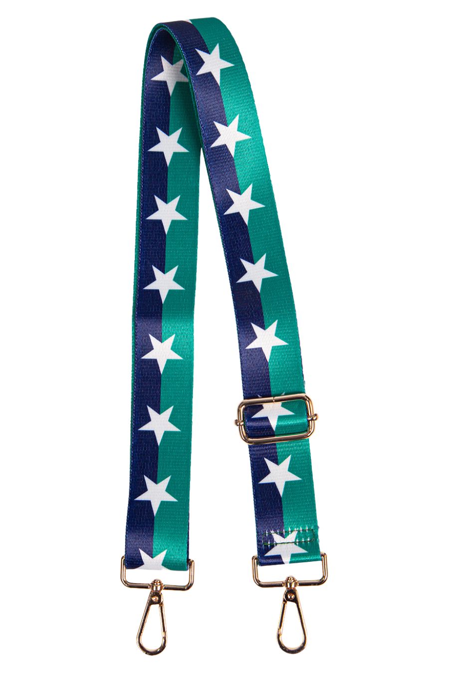 Navy Blue Green Colourblock Bag Strap With Star Print