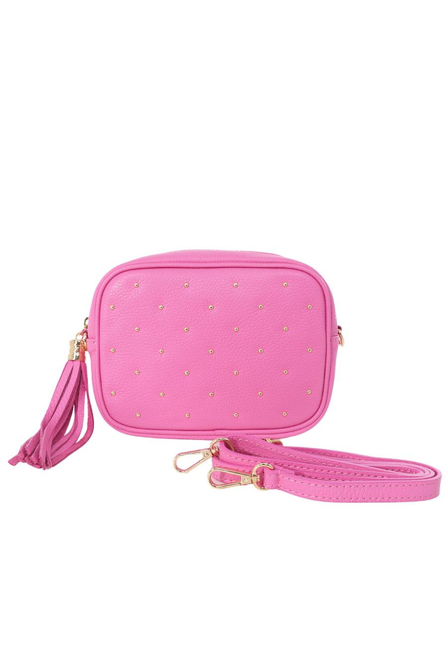 Giulia Studded Camera Bag - Hot Pink, Pebbled