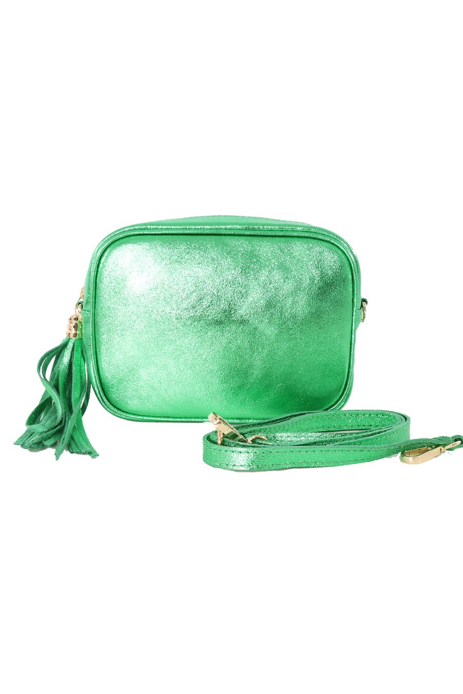 Sarta Beau Crossbody Bag Metallic Green Camera Bag Womens Handbags UK