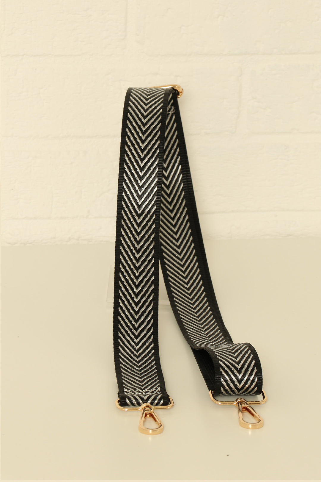 Black Silver Metallic Chevron Bag Strap