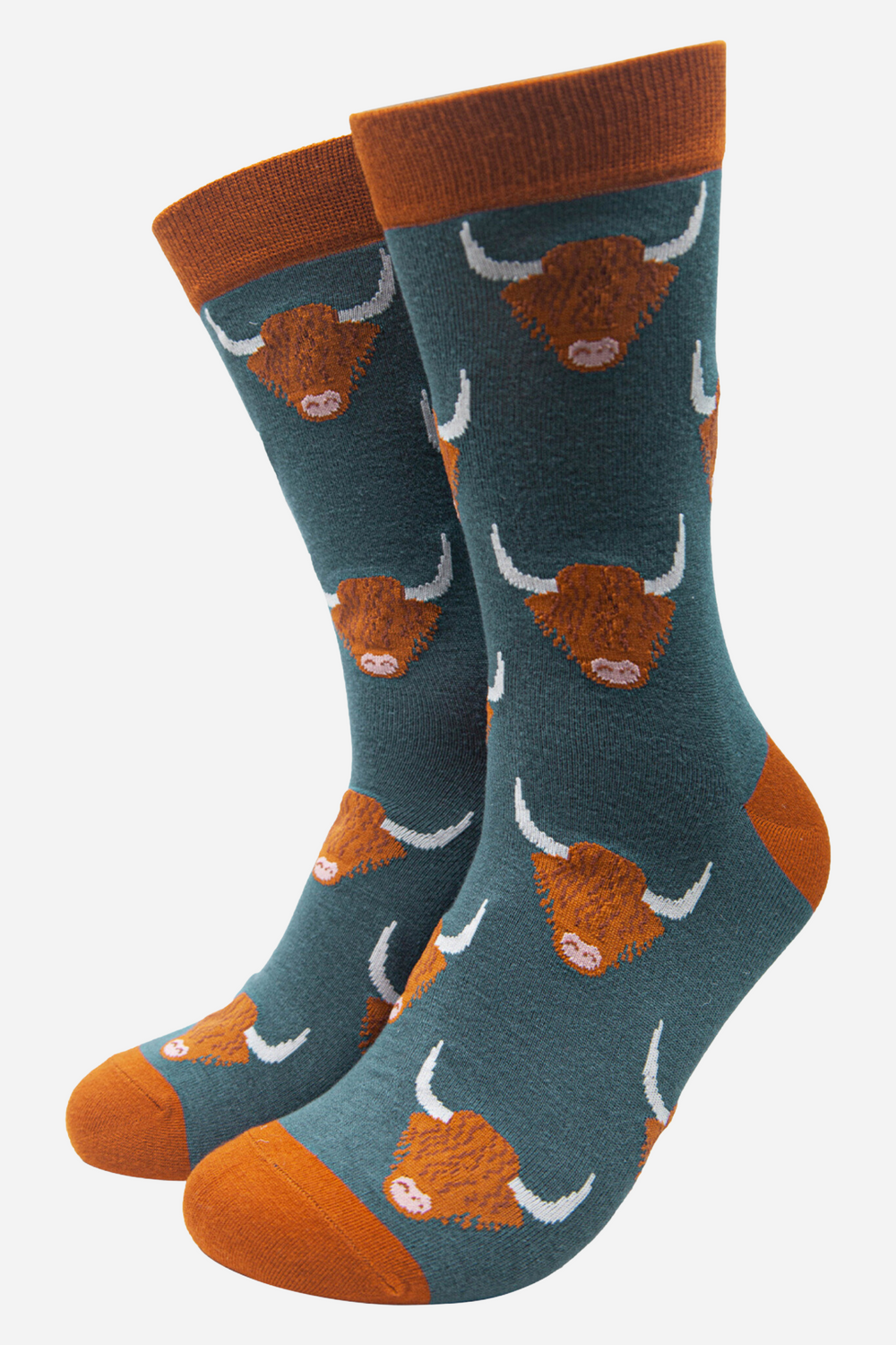 mens-socks-gift-box-blue-highland-cow-teal