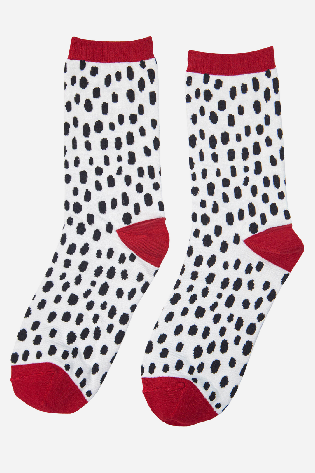 black and white dalmatian spot socks made from bamboo