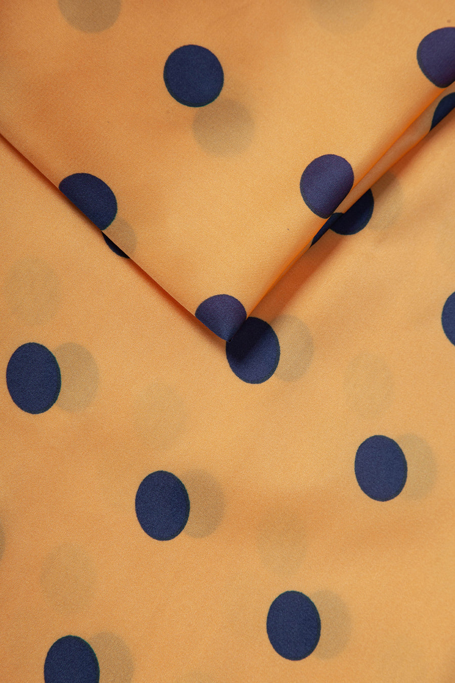 Mustard Polka Dot Print Faux Silk Scarf with Stripe Border