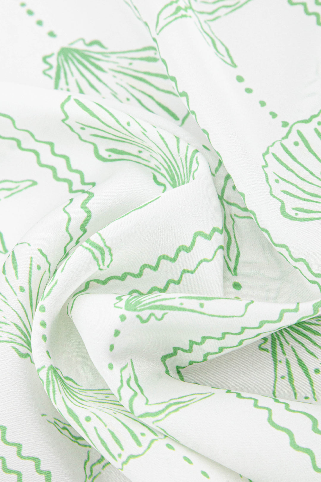 Shell & Starfish Faux Silk Square Scarf in Green