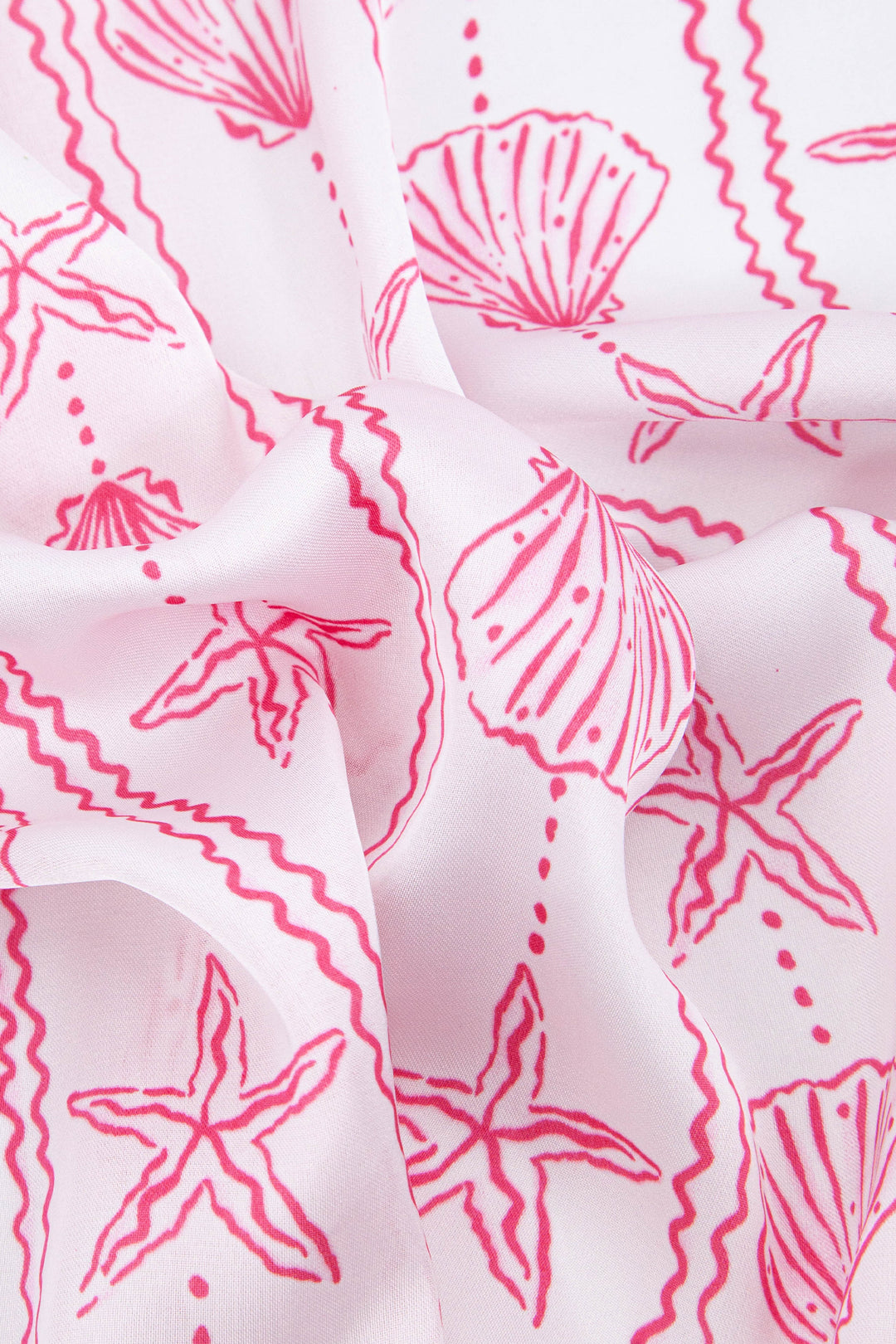 Shell-&-Starfish-Faux-Silk-Square-Scarf-in-Pink-Closeup