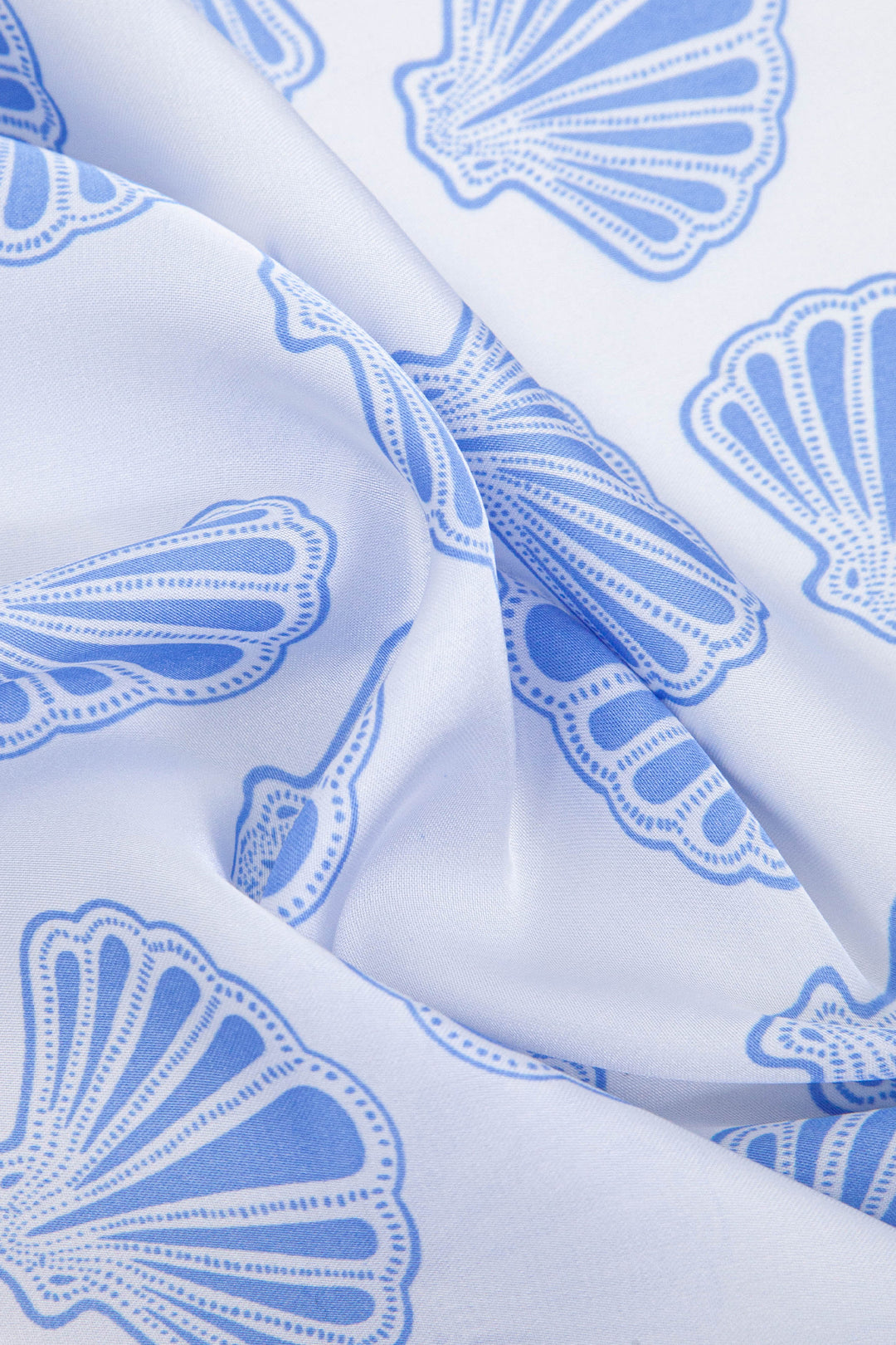 Scallop Shells Faux Silk Square Scarf in Blue