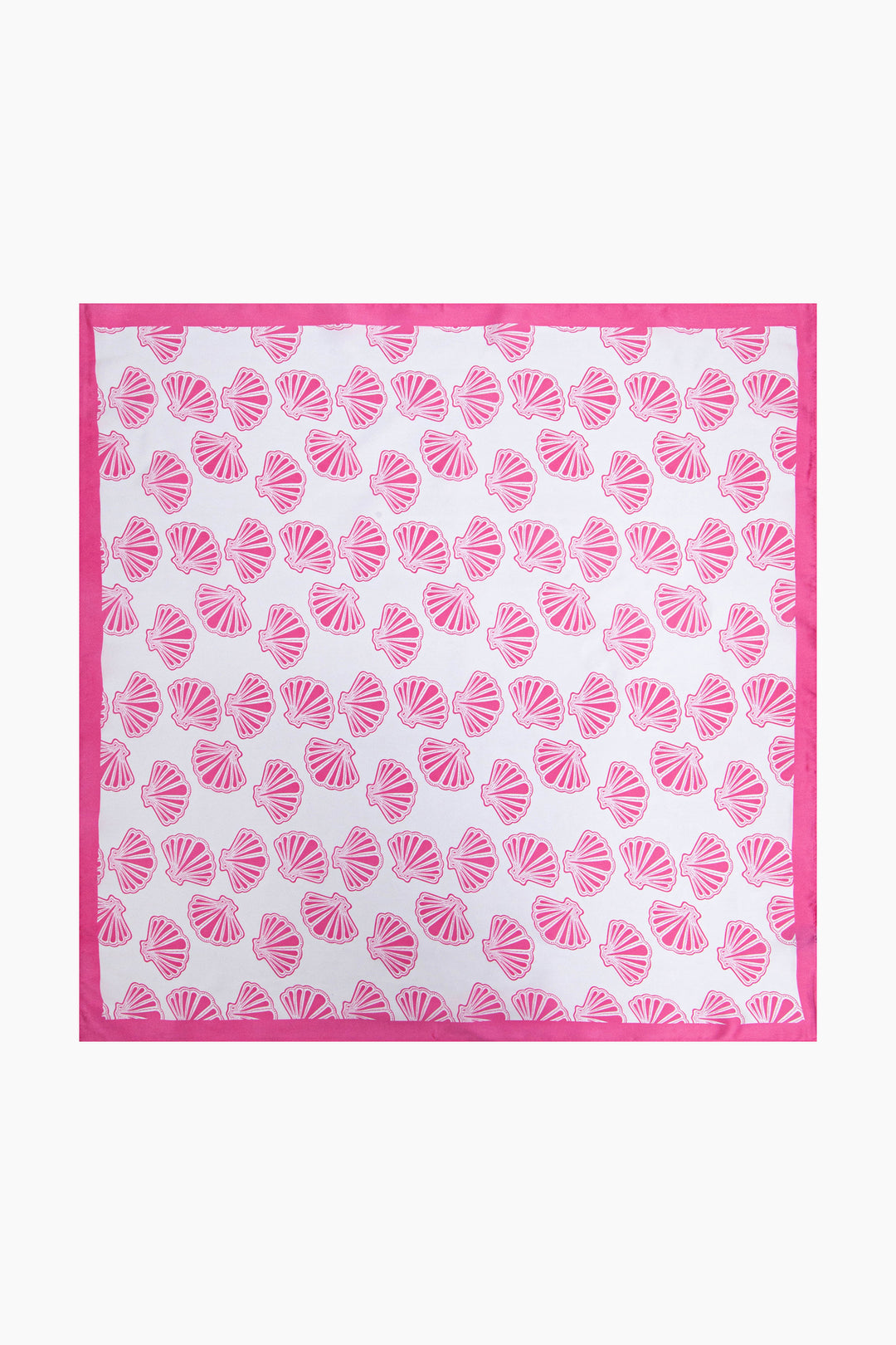 Scallop-Shells-Faux-Silk-Square-Scarf-in-Pink-Lying-Flat