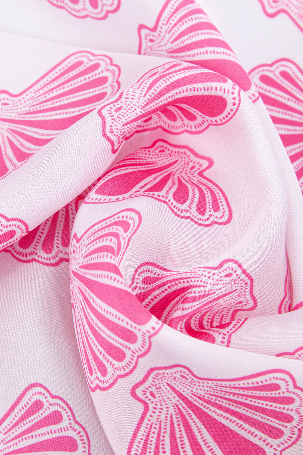 Scallop-Shells-Faux-Silk-Square-Scarf-in-Pink-Closeup
