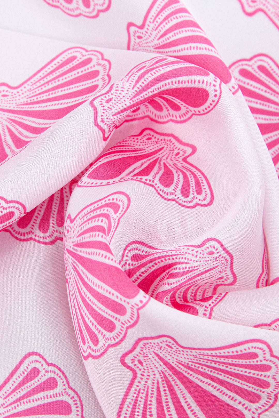 Scallop-Shells-Faux-Silk-Square-Scarf-in-Pink-Closeup