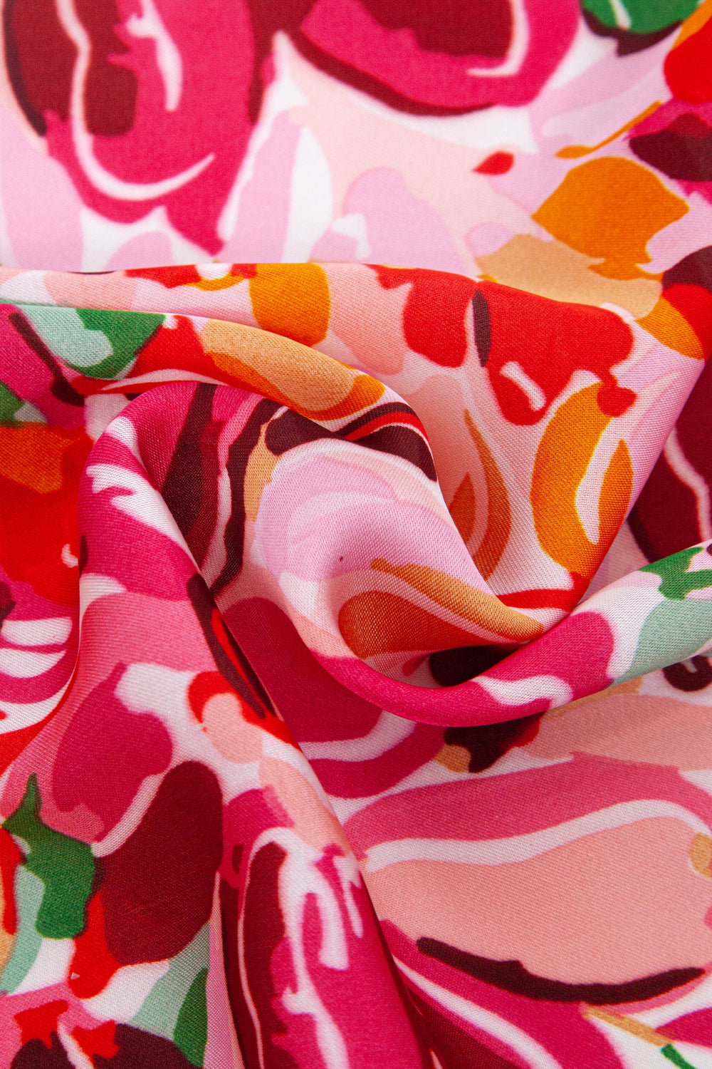 Painted-Floral-Faux-Silk-Square-Scarf-in-Red-Closeup