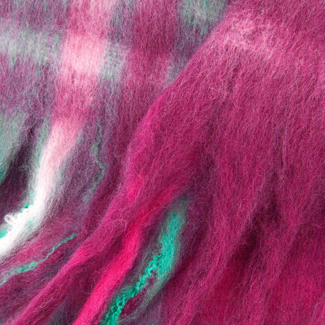 close up of the soft knitted material of the scarf.