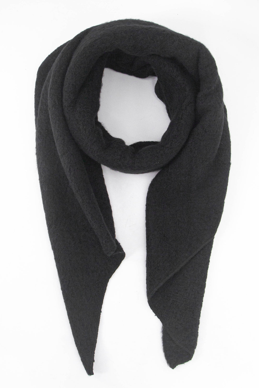 plain black knitted acrylic asymmetric winter scarf