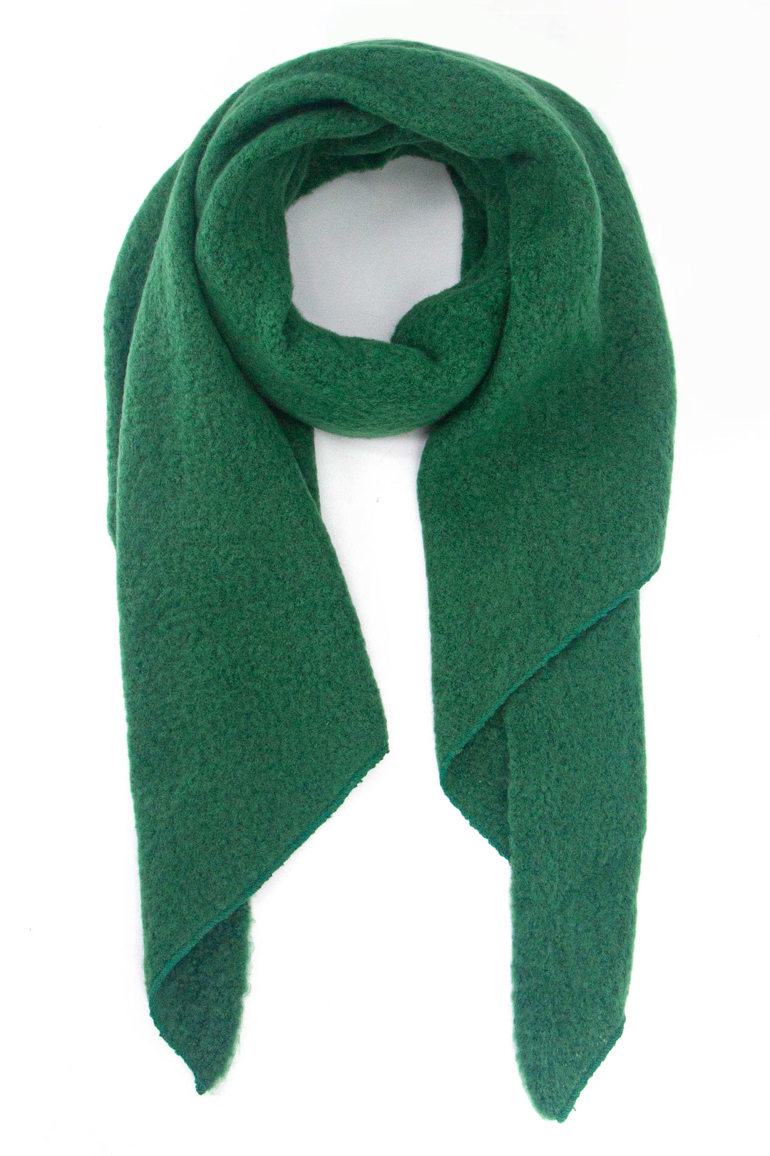 plain green knitted acrylic asymmetric winter scarf