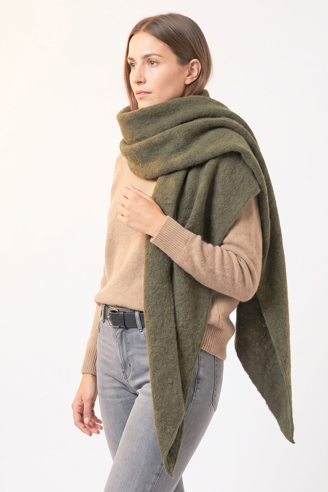 Evie-Heavyweight-Asymmetric-Scarf-Khaki