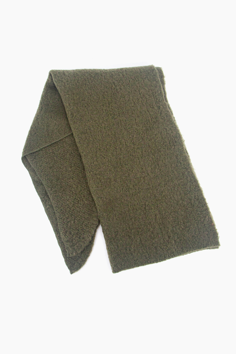 showing the scarf folded highlighting the solid khaki green colour