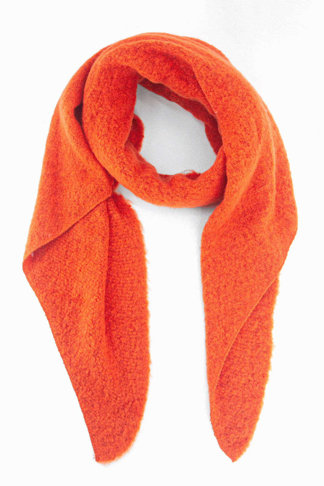 plain orange knitted acrylic asymmetric winter scarf