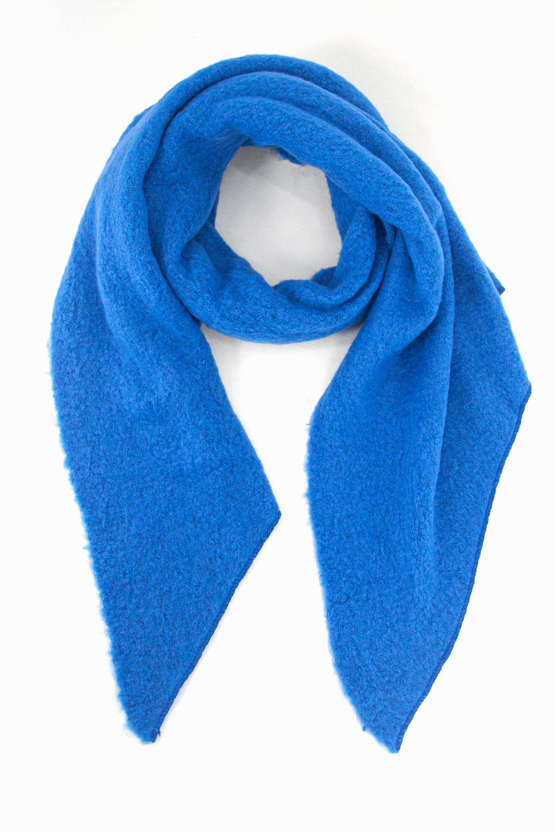 plain royal blue knitted acrylic asymmetric winter scarf