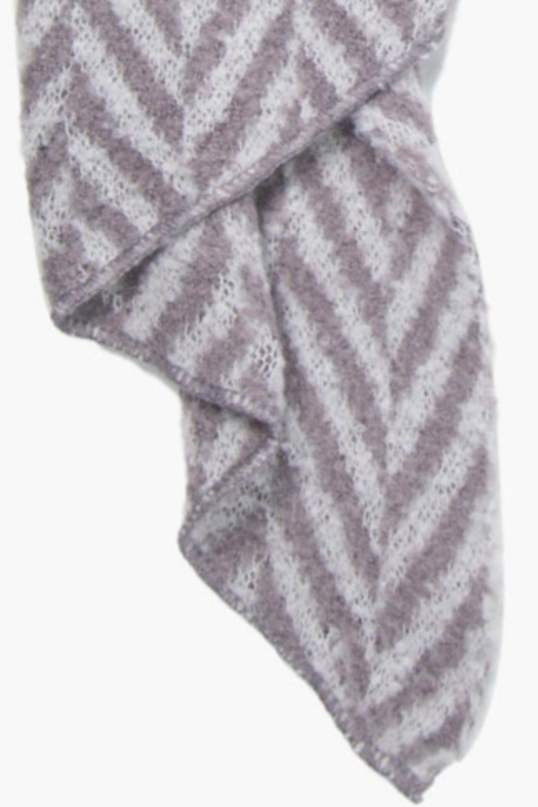 Light Grey White Chevron Print Asymmetric Heavyweight Scarf