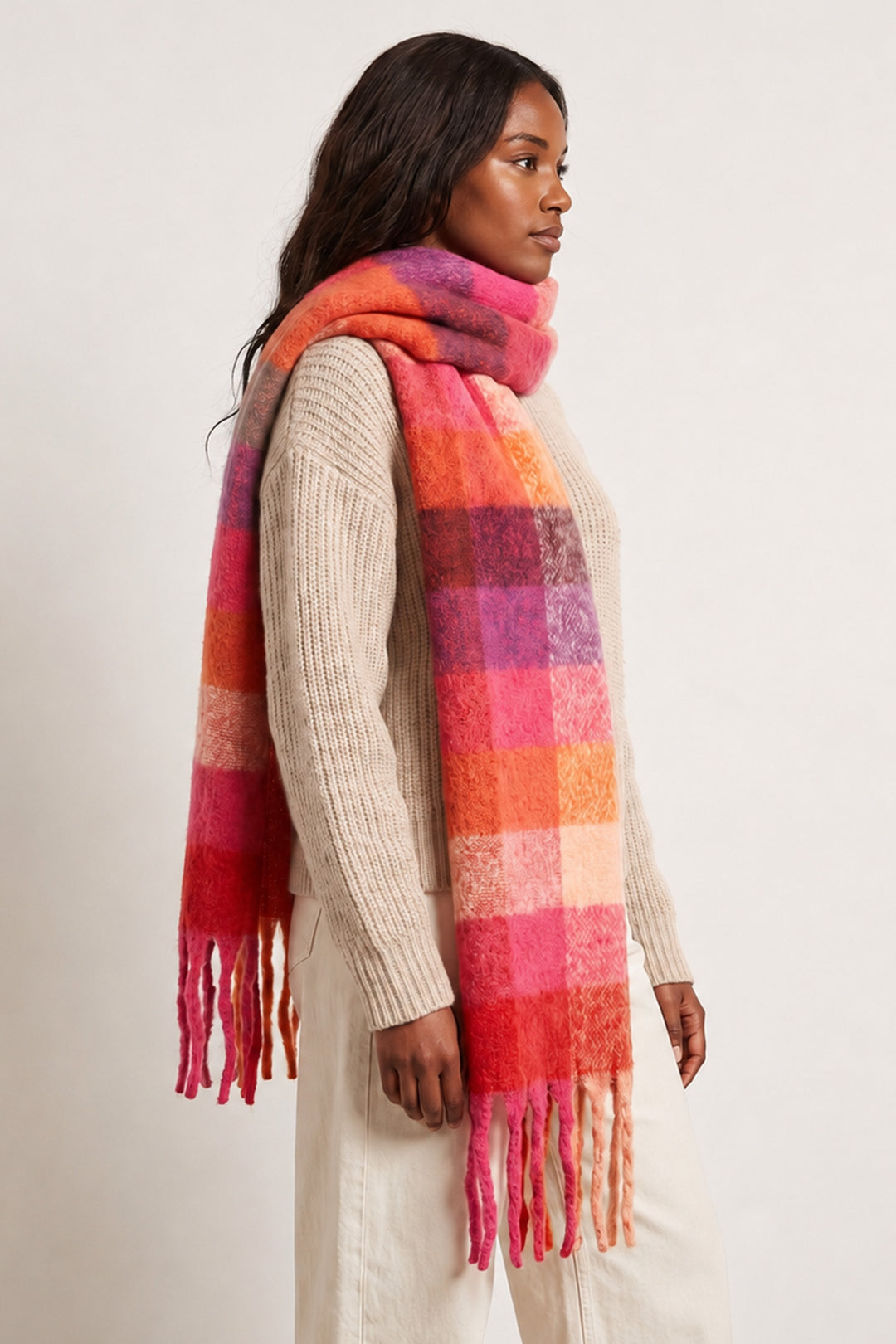 square-colour-block-heavyweight-scarf-fuchsia