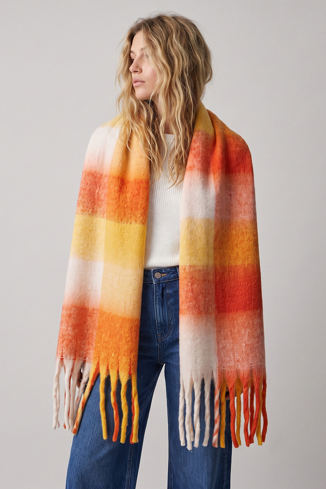 allie-heavyweight-scarf-orange-colourblock-square-tasselled-fringe