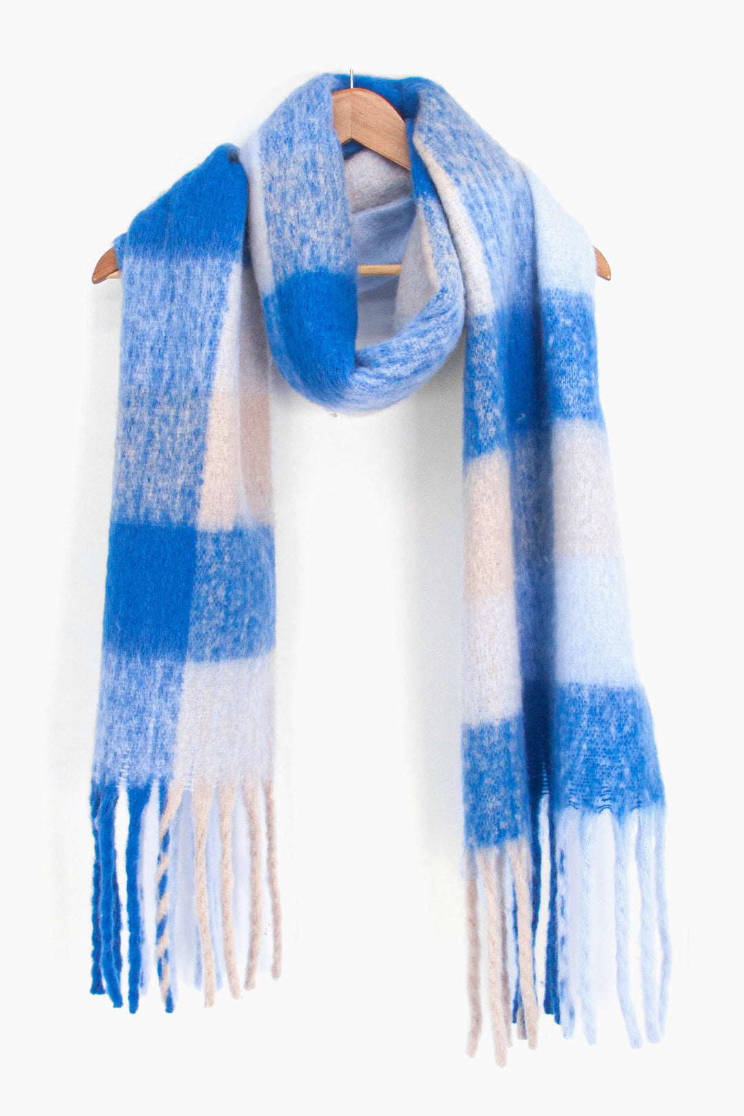 Allie Heavyweight Scarf - Royal Blue, Square Colour Block