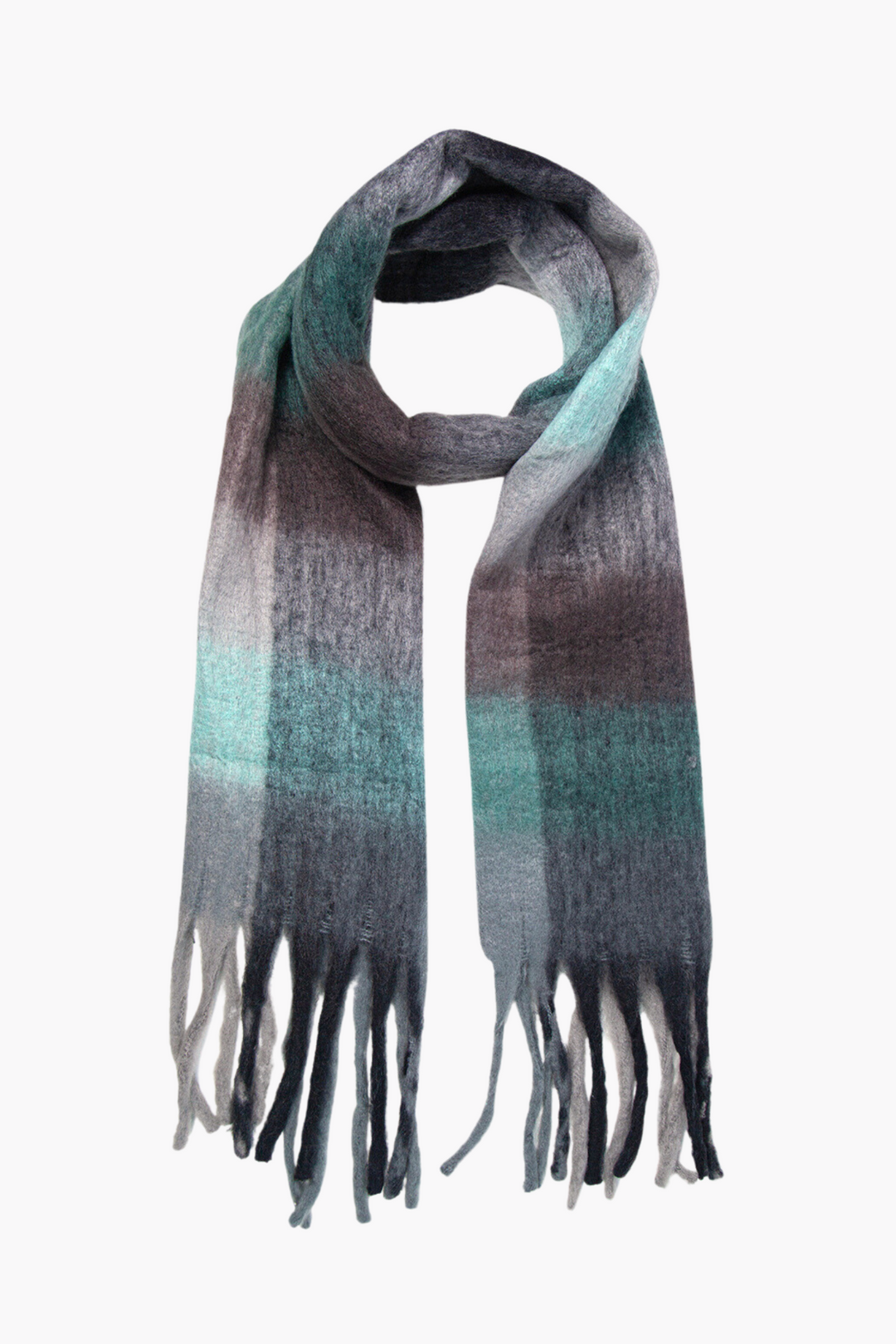Teal Large Colourblock Square Print Heavyweight Scarf