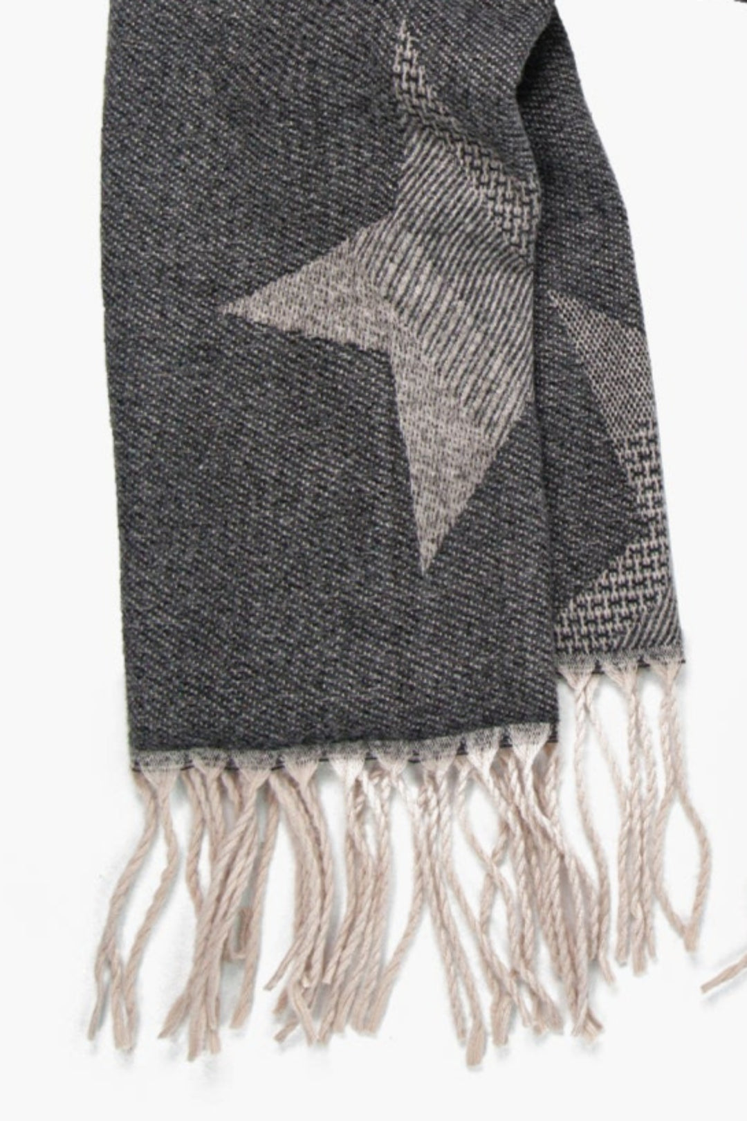 Black Large Ombre Star Print Heavyweight Scarf