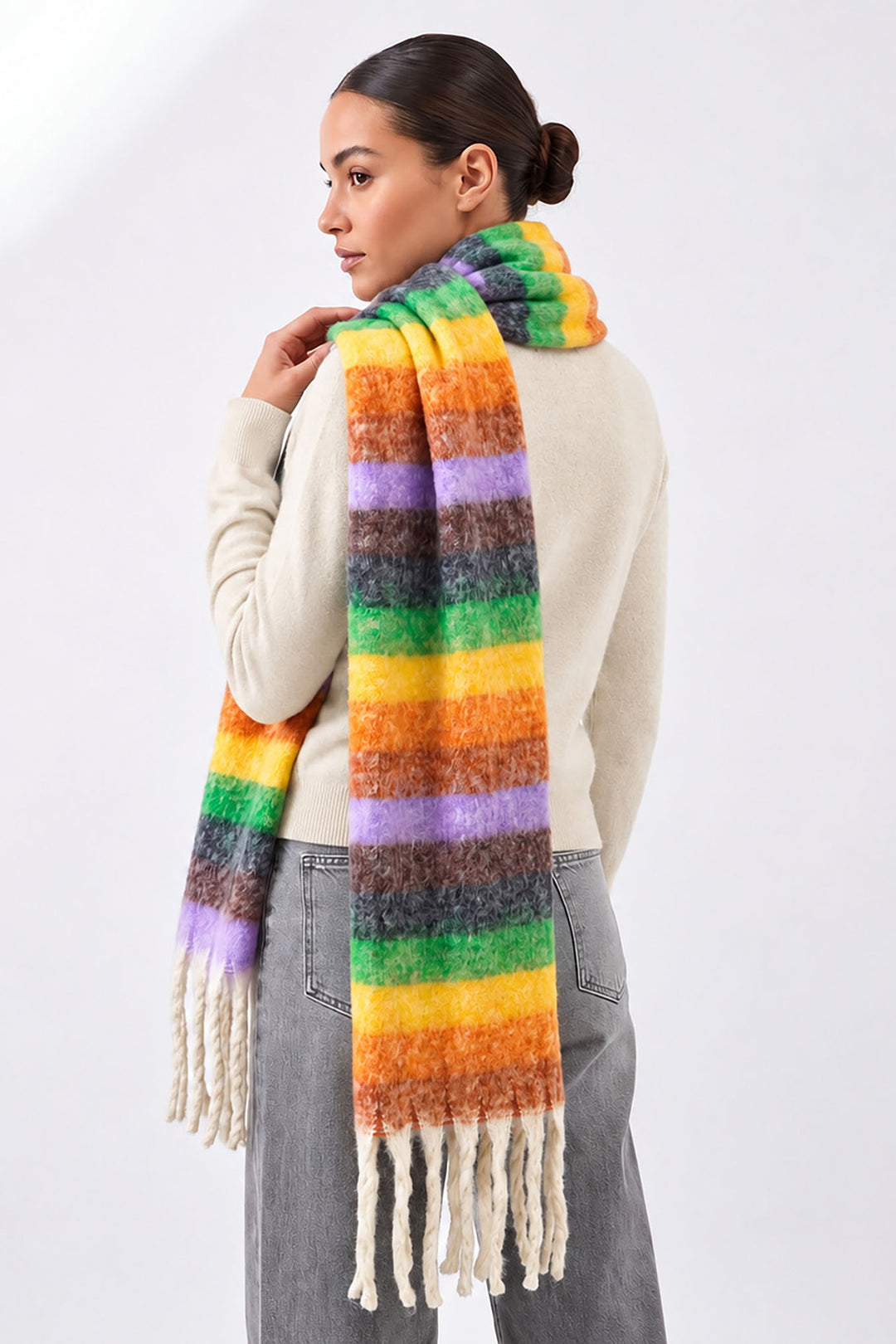 Eliza-Heavyweight-Scarf Multi-Rainbow-Stripe