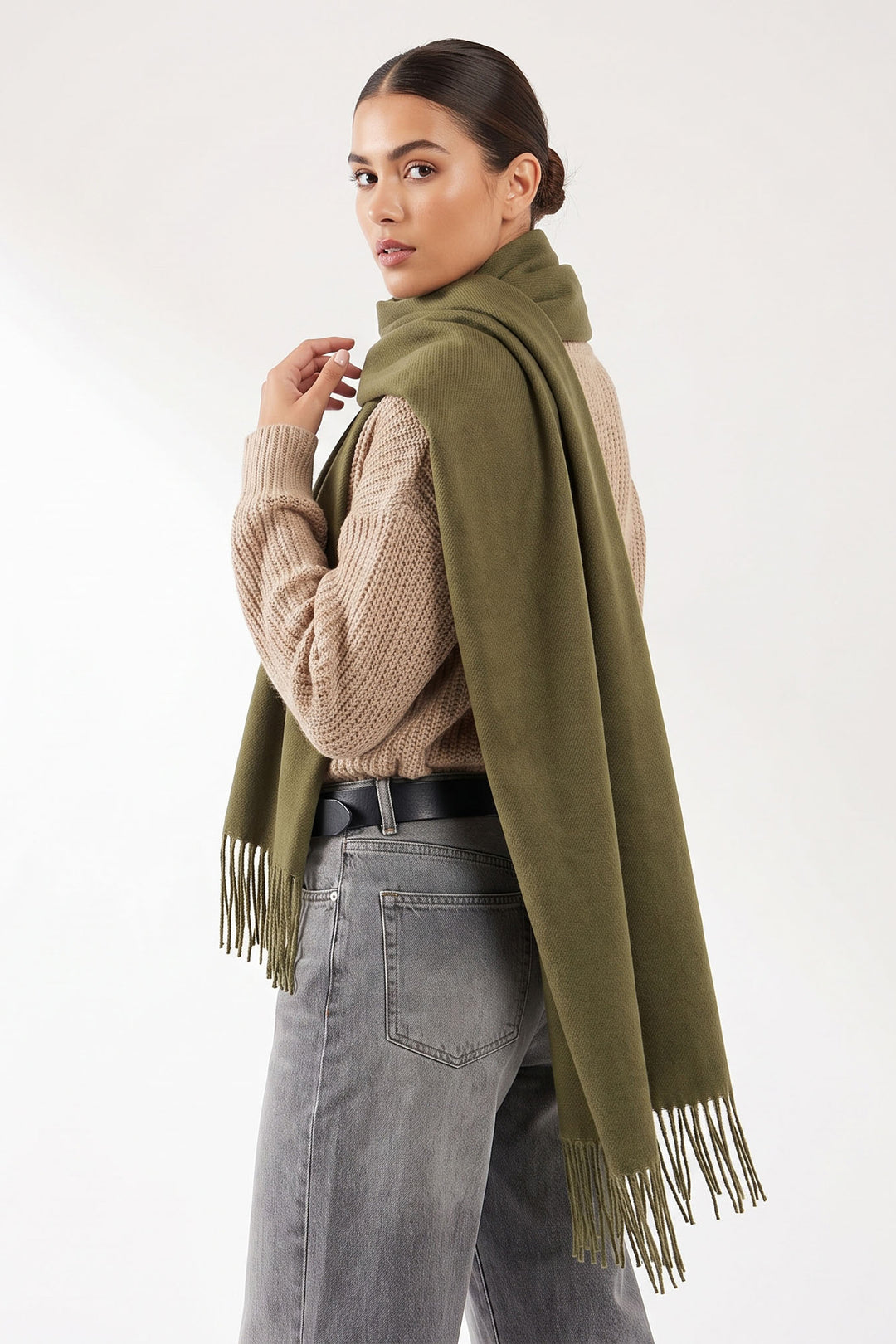 Lucia-Heavyweight-Scarf-Khaki