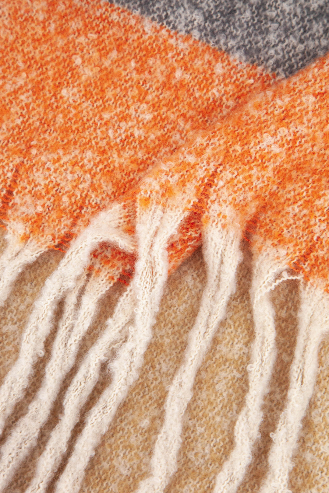 close up of the soft viscose knitted material of the winter blanket scarf