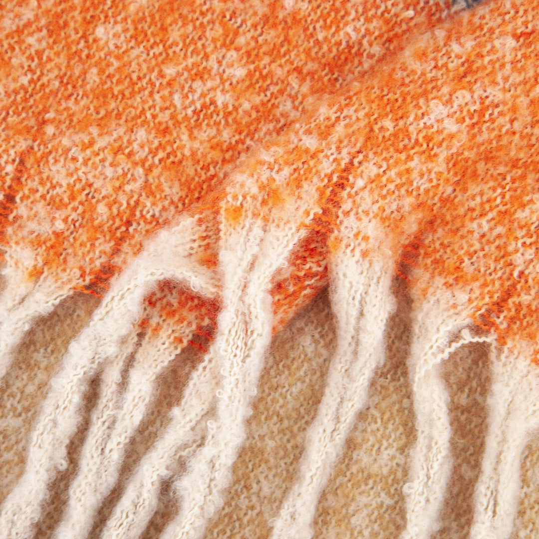 close up of the soft viscose knitted material of the winter blanket scarf