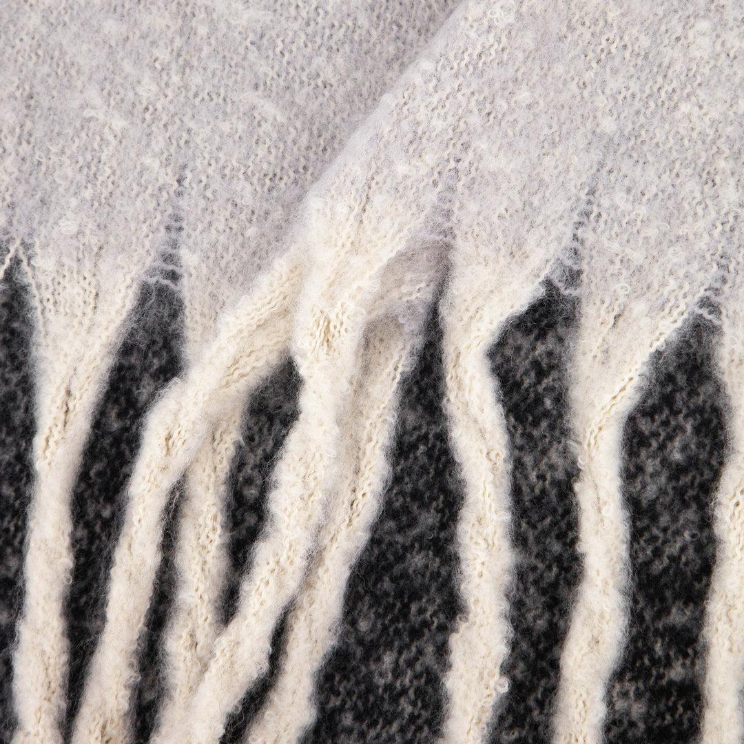 close up of the soft viscose knitted material of the winter blanket scarf