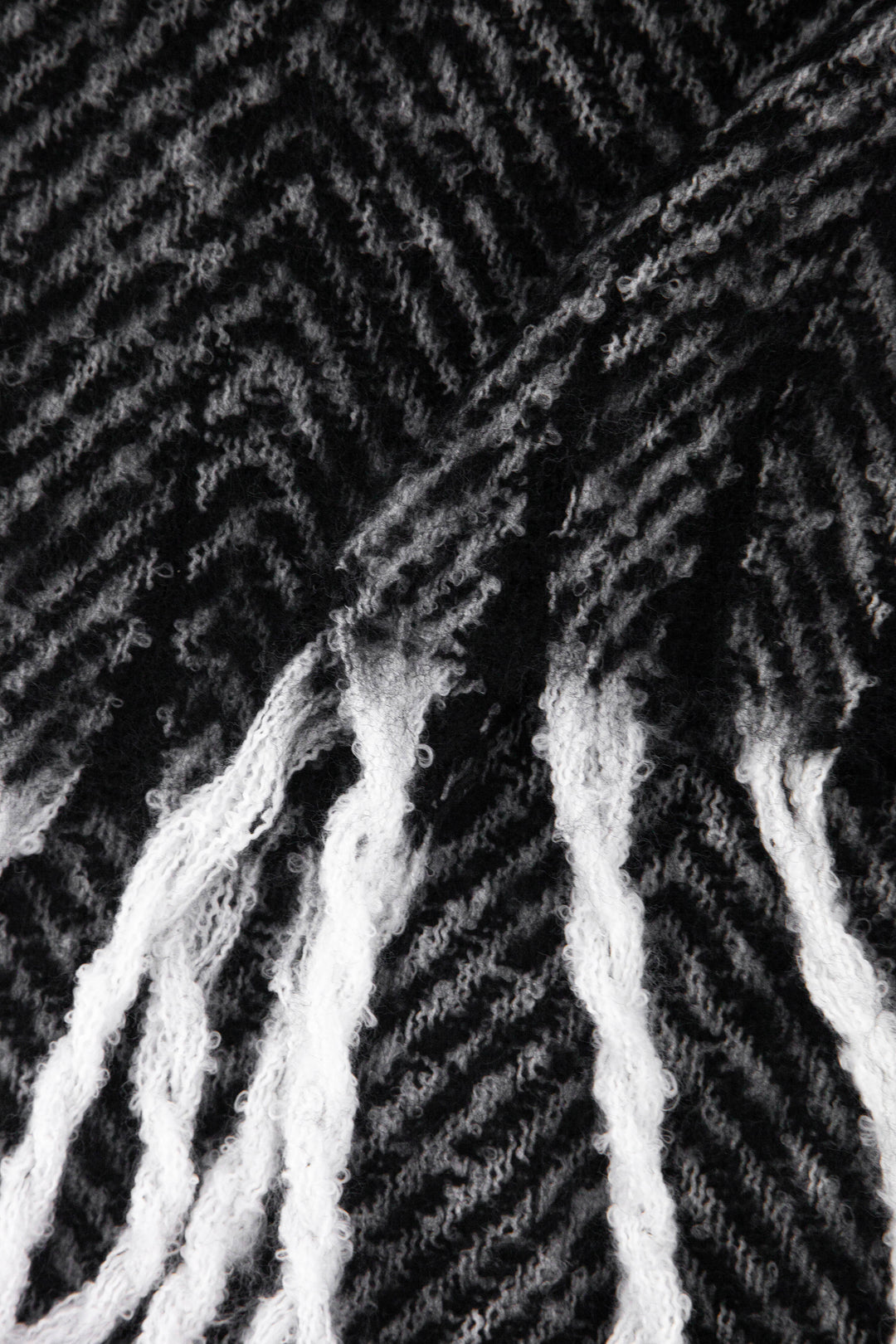 close up of the soft viscose knitted material of the winter blanket scarf