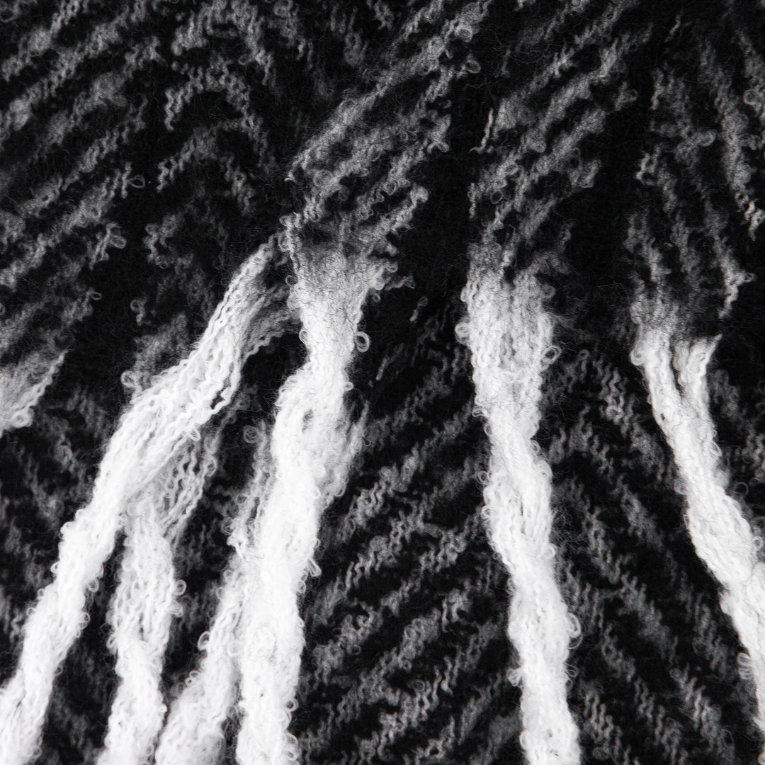 close up of the soft viscose knitted material of the winter blanket scarf