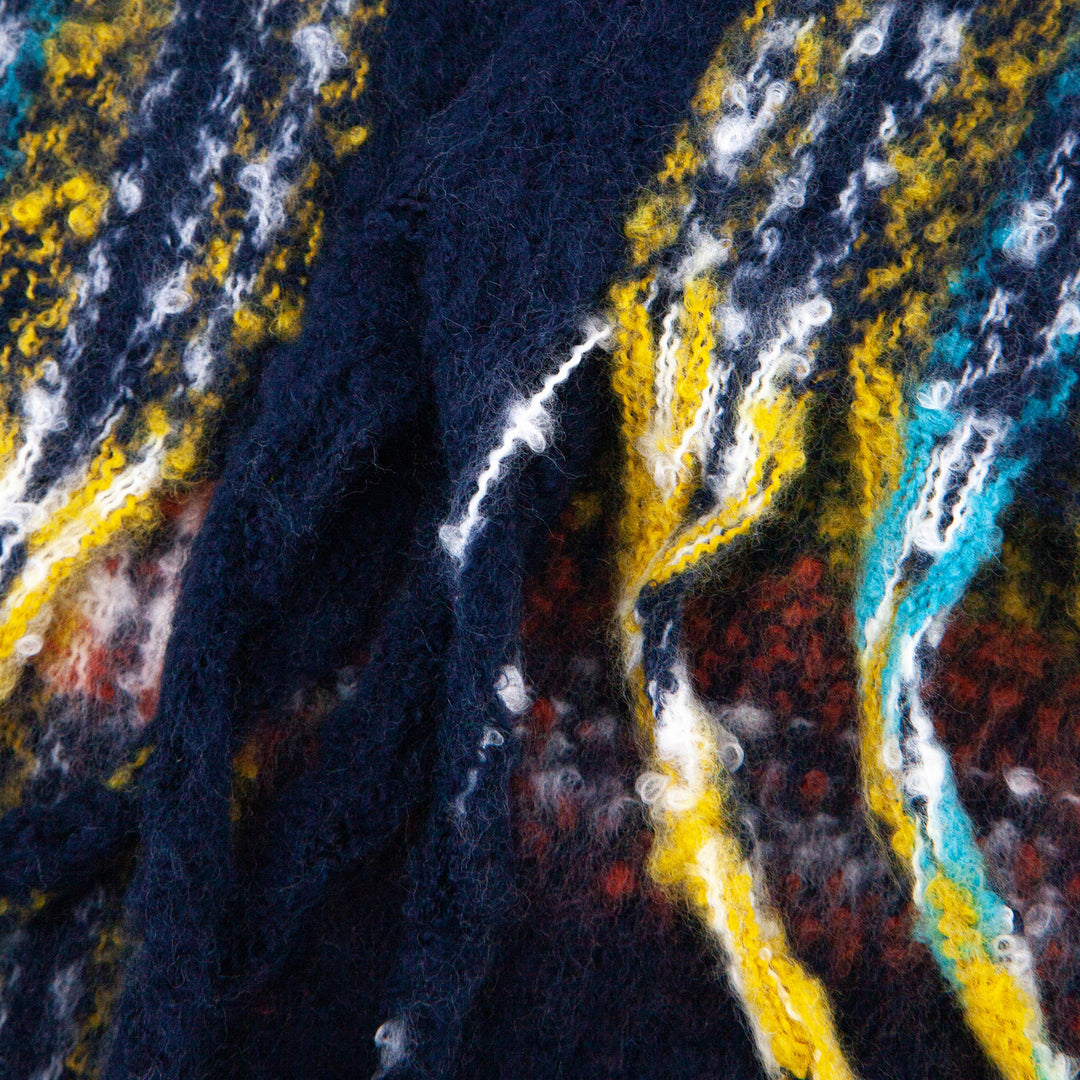 close up of the soft viscose knitted material of the winter blanket scarf