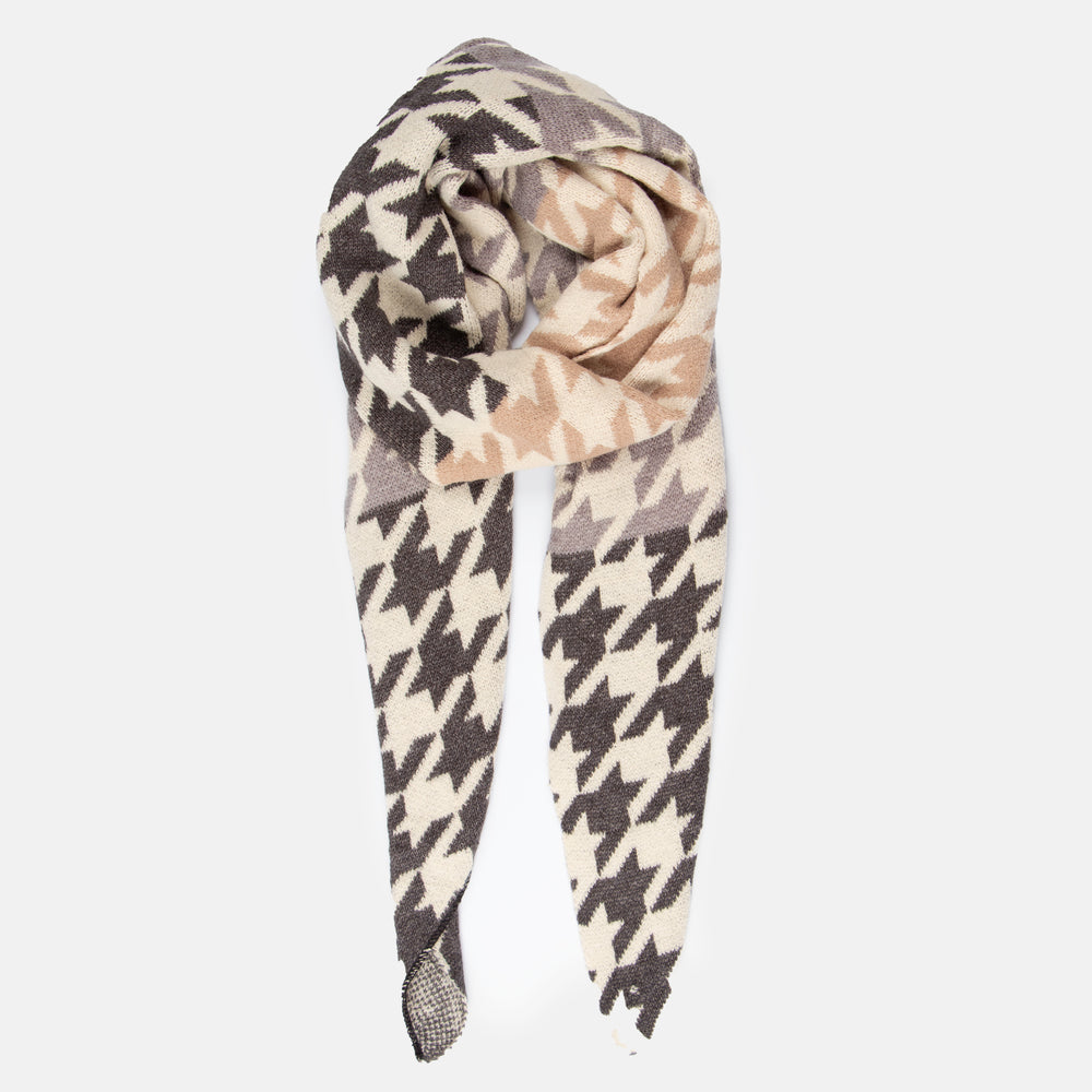 grey and cream houndstooth pattern winter scarf