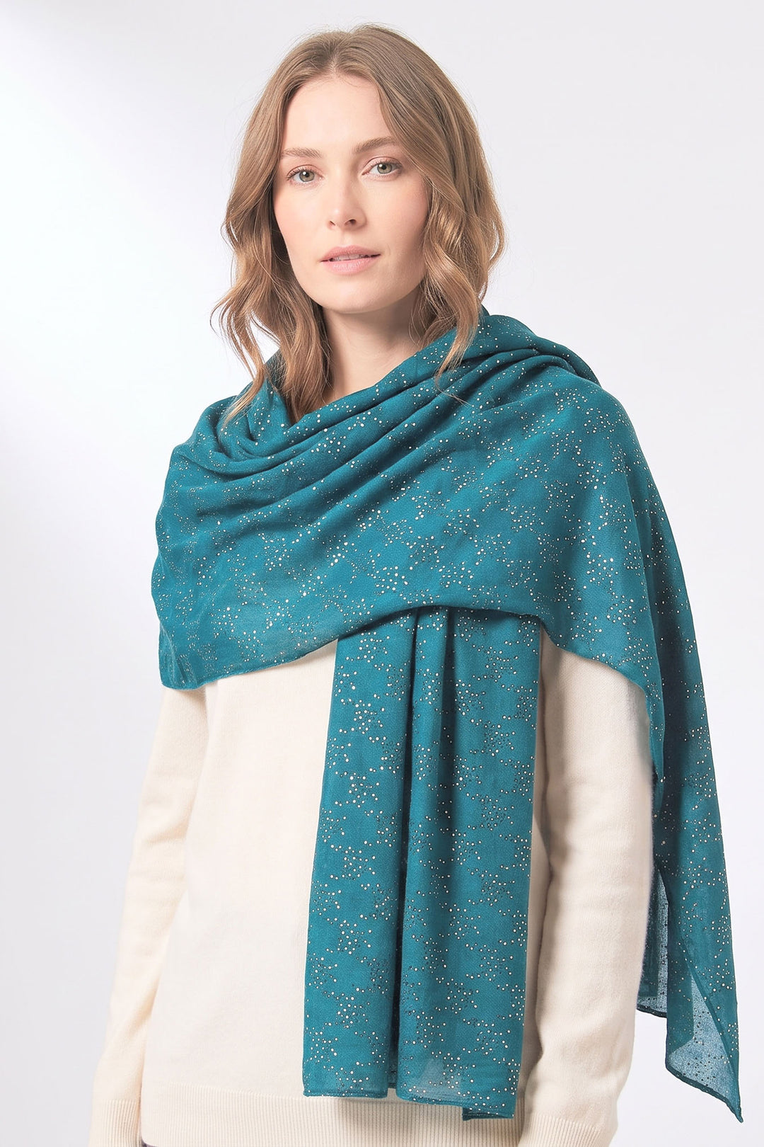 Melody-Lightweight-Scarf-Blue-Houndstooth-Foil
