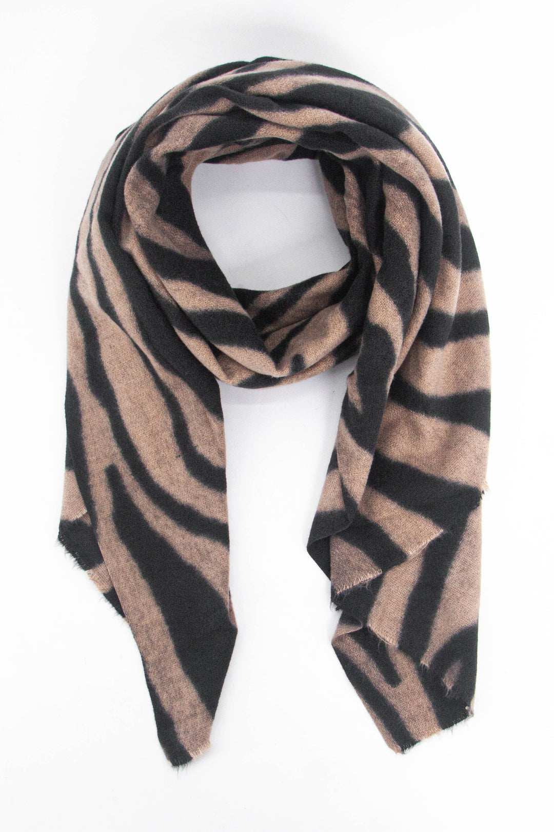 neutral beige and black zebra print lightweight scarf