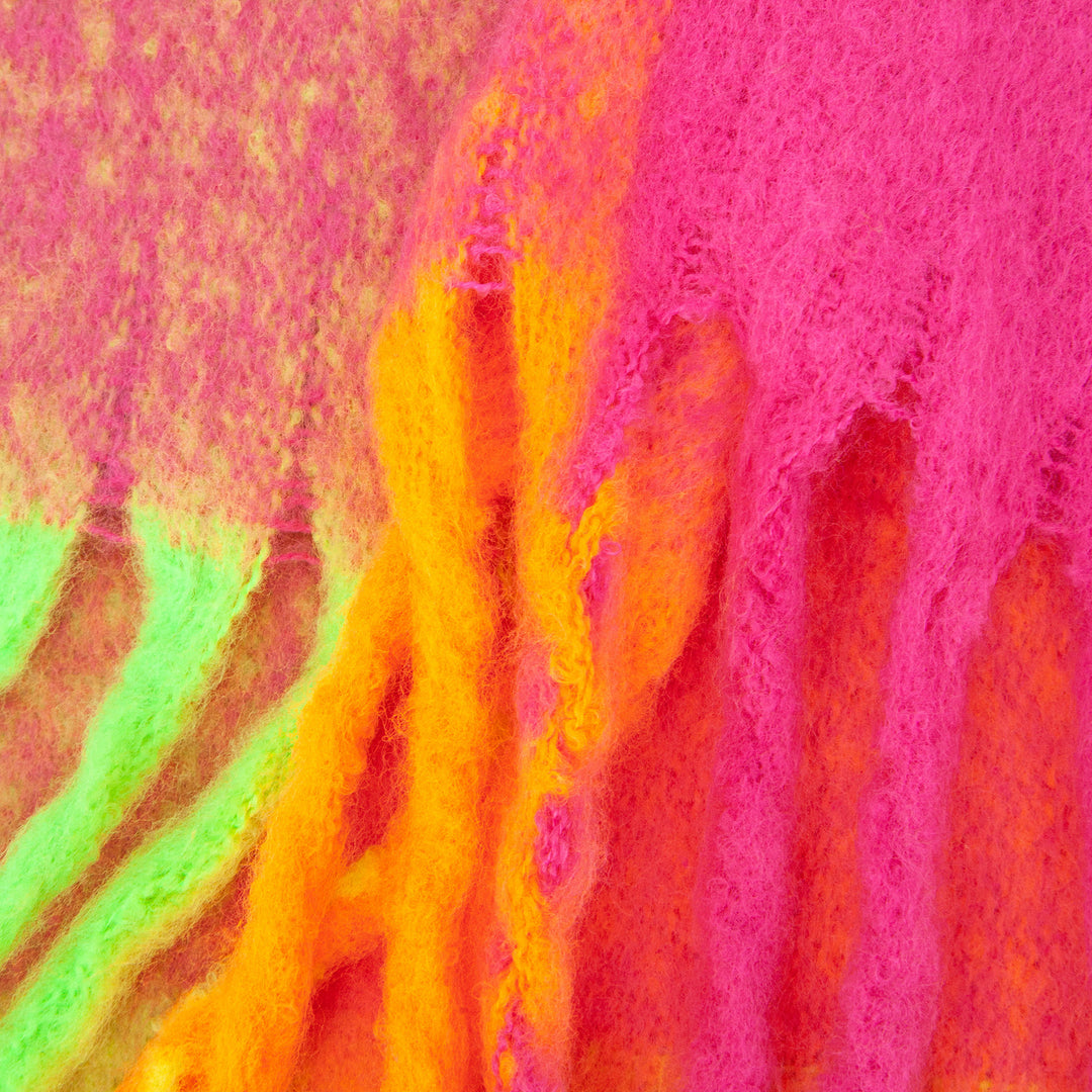 close up of the soft viscose knitted material of the winter blanket scarf