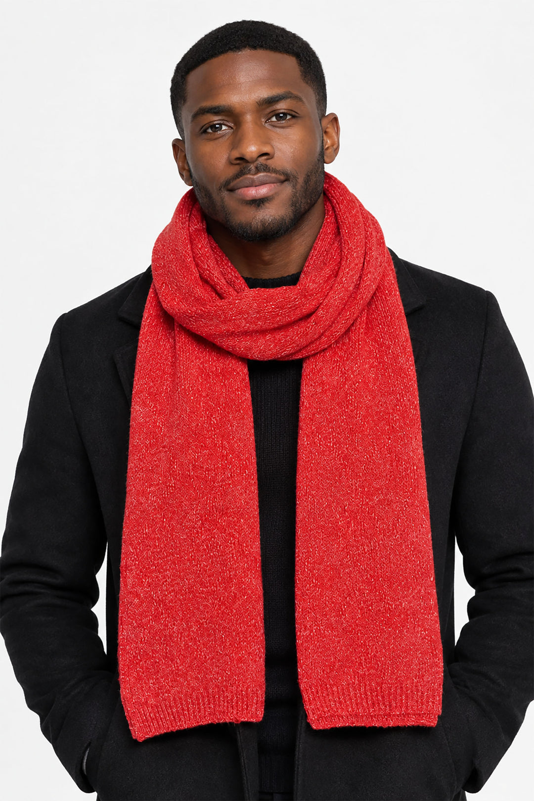 Plain-Men's-Wool-Blend-Heavyweight-Scarf-in-Red