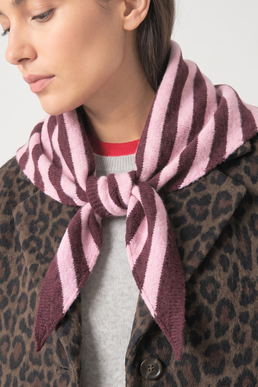 Striped-Triangle-Heavyweight-Scarf-in-Berry/Pink