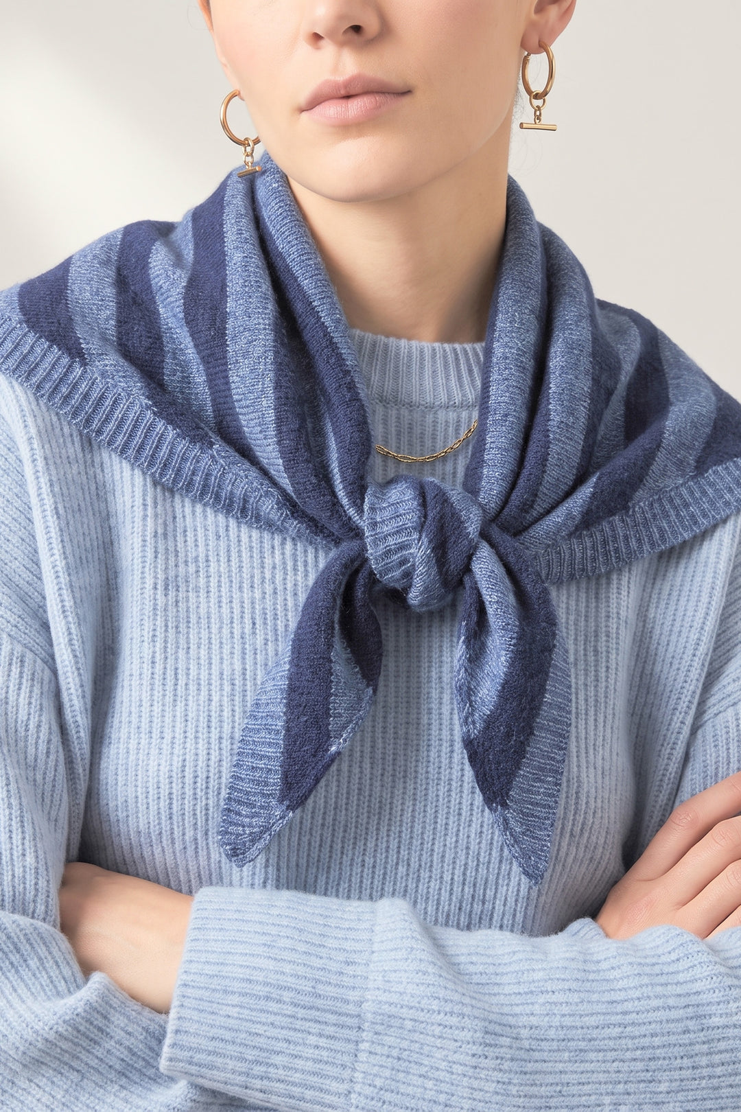 Striped-Triangle-Heavyweight-Scarf-in-Denim-Blue/Navy-Blue